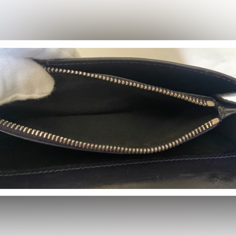 YSL SAINT LAUREN ❤️❤️ ZIP AROUND LONG WALLET BLACK WITH METAL HARDWARE YSL LOGO - Picture 7 of 15